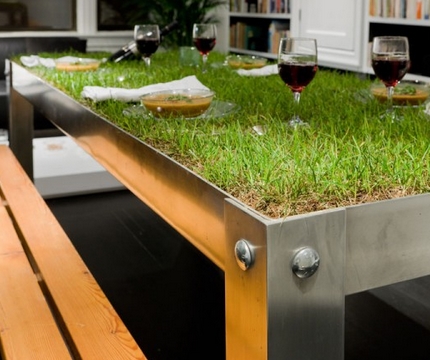 Une table de salon design végétalisée