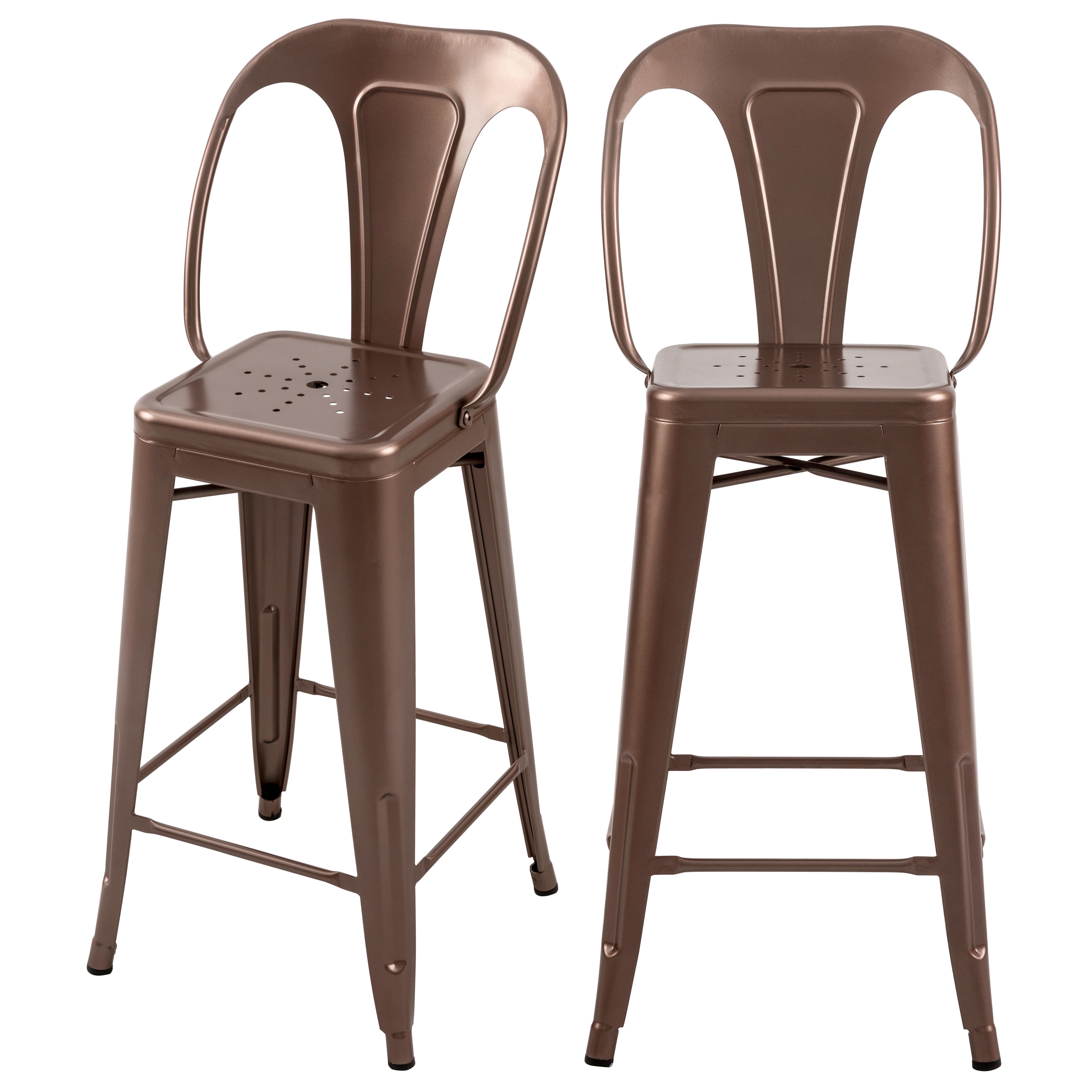 Chaise de bar mi-hauteur 66 cm en m&eacute;tal (lot de 2) - Indus - Cuivre