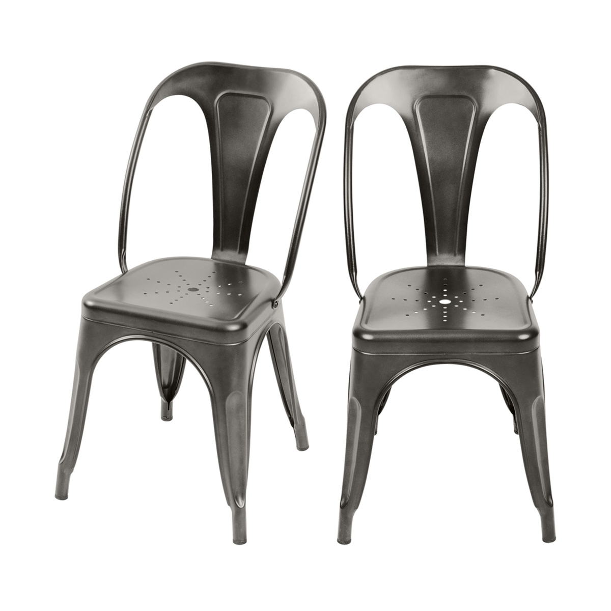 Chaise en m&eacute;tal (lot de 2) - Indus - Gris