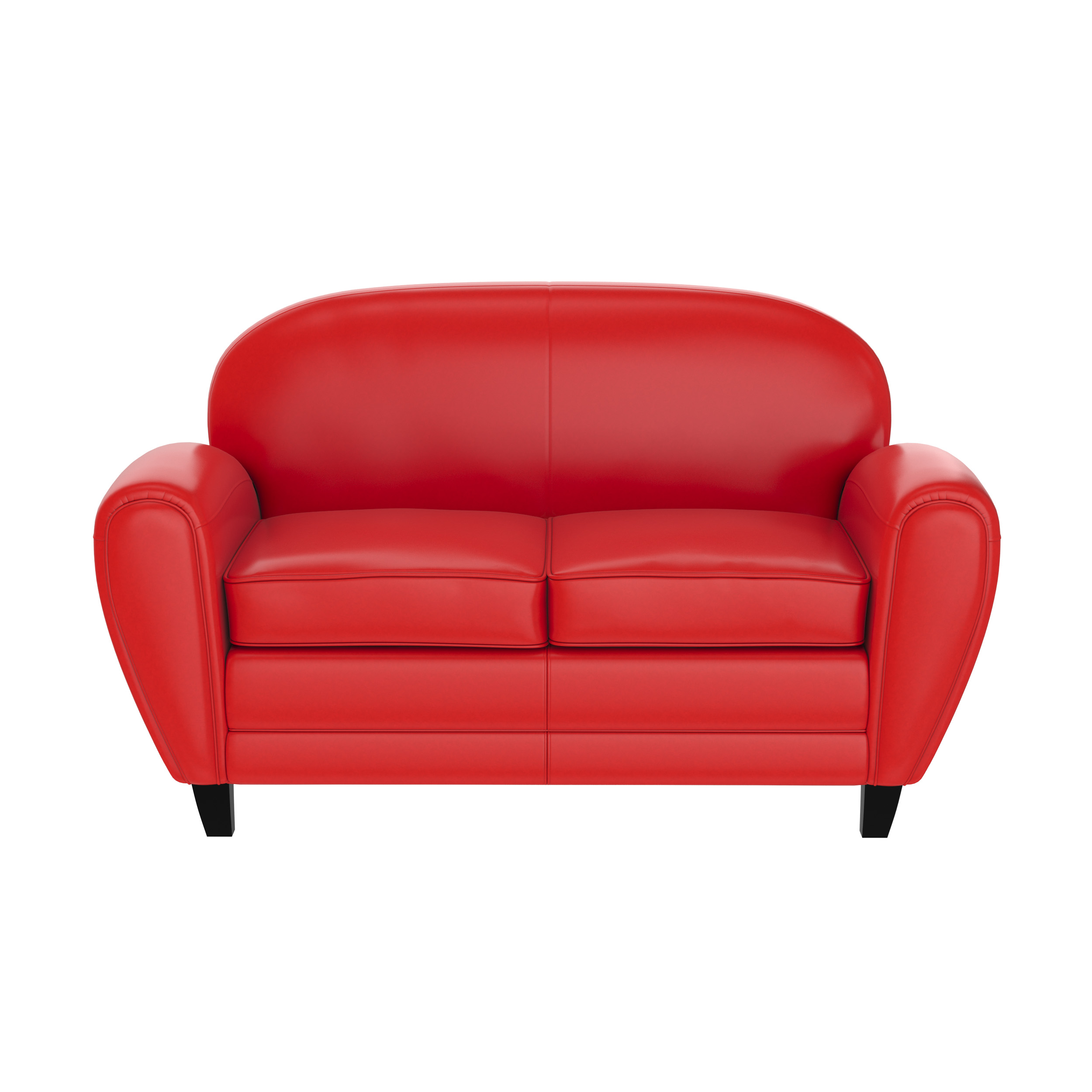 RENDEZ VOUS DECO Canap&eacute; 2 places en croute de cuir enduite - Club - Rouge
