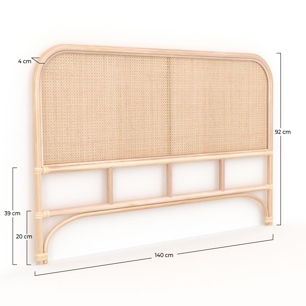 140cm tete lit grace rotin cannage rdv deco