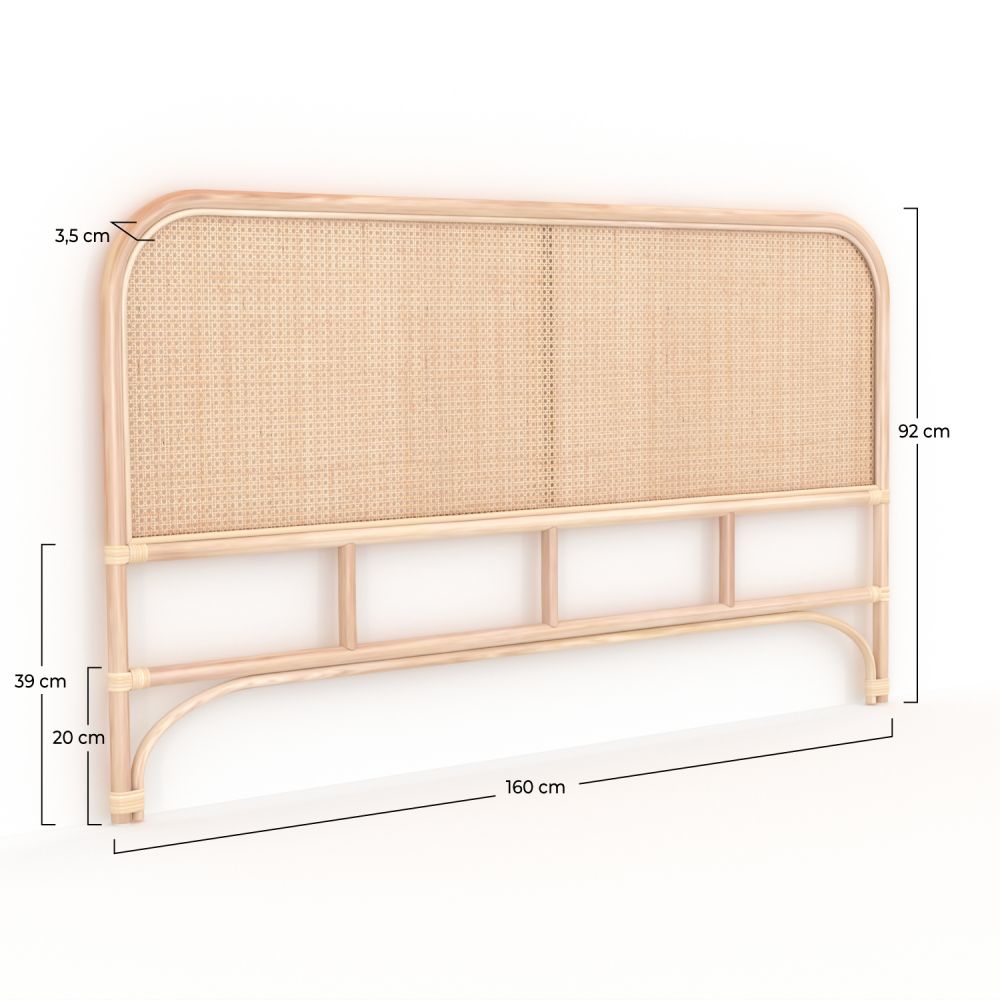 160cm tete lit grace rotin cannage rendez vous deco