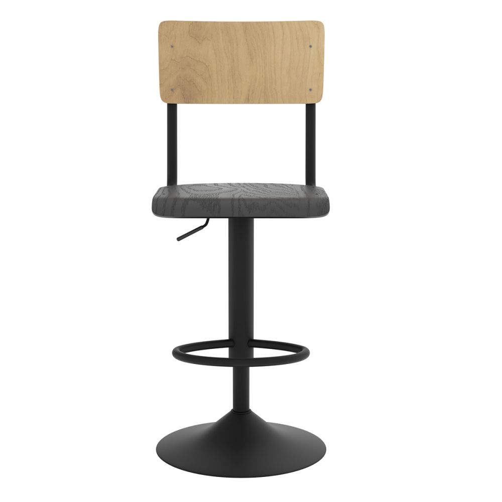 achat chaise de bar bois clair noir reglable 60 80 cm lot de 2