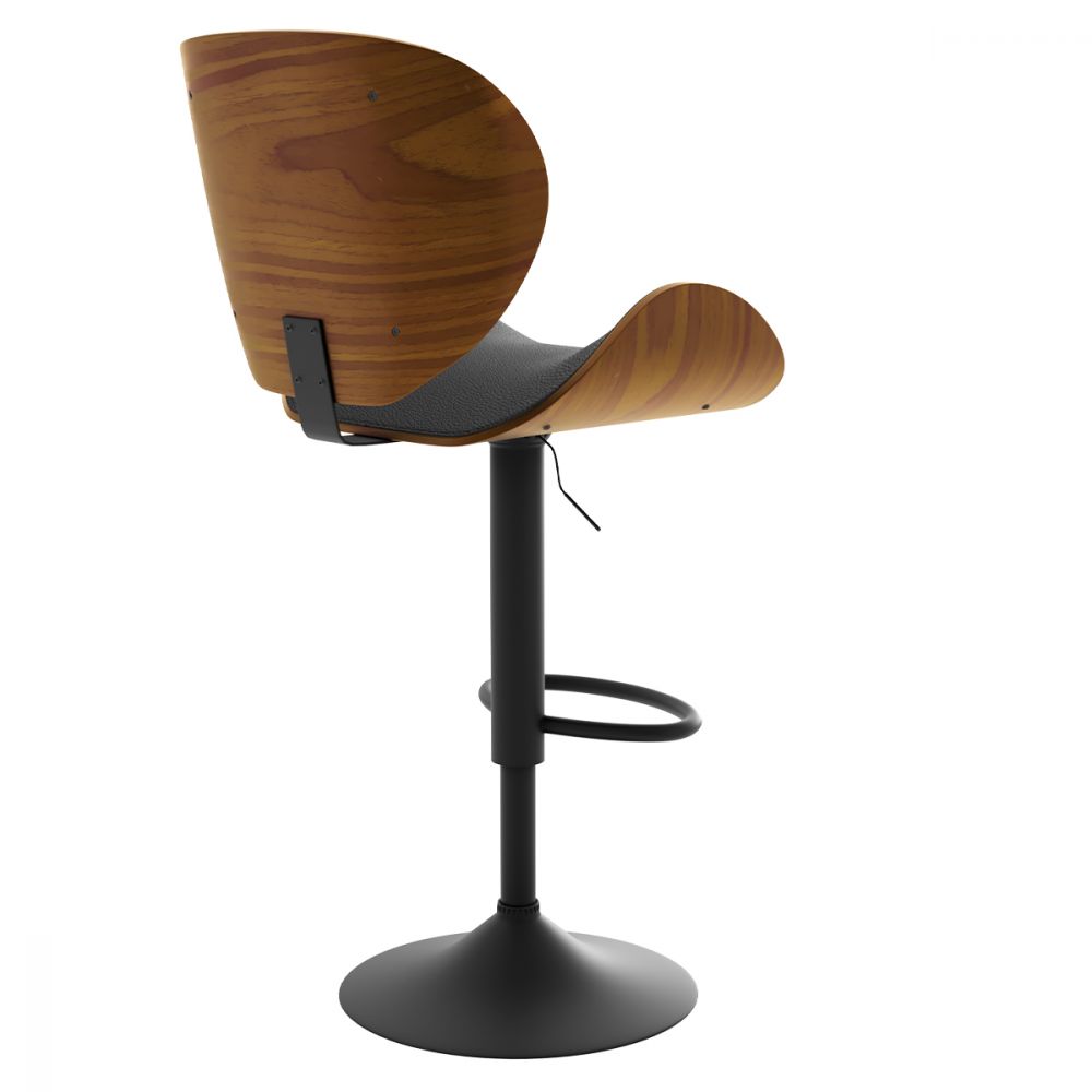 comprar silla de bar giratoria negra tapizada en pu regulable en altura