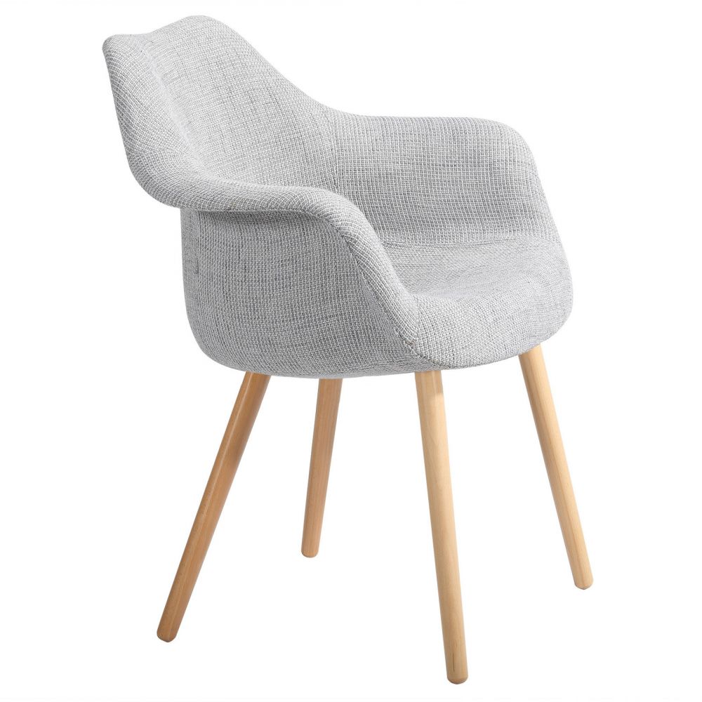 achat chaise tissu gris pieds bois