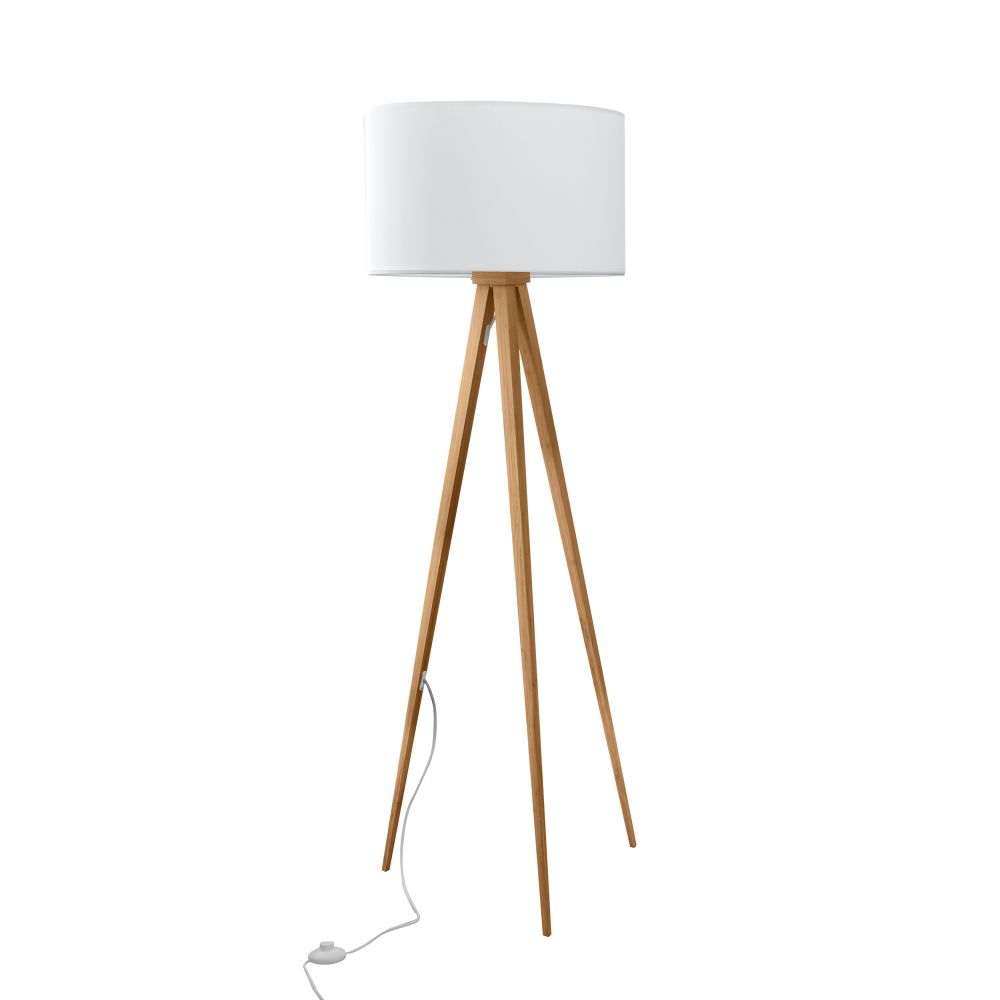Lampadaire Design Lampe à Pied Trépied avec Pieds en Bois et Métal