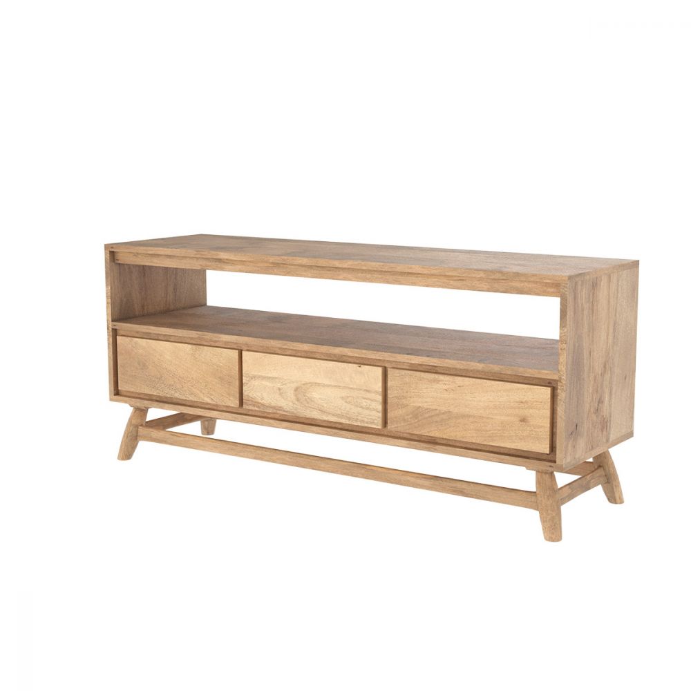 achat meuble tv 3 tiroirs en bois de manguier edgar