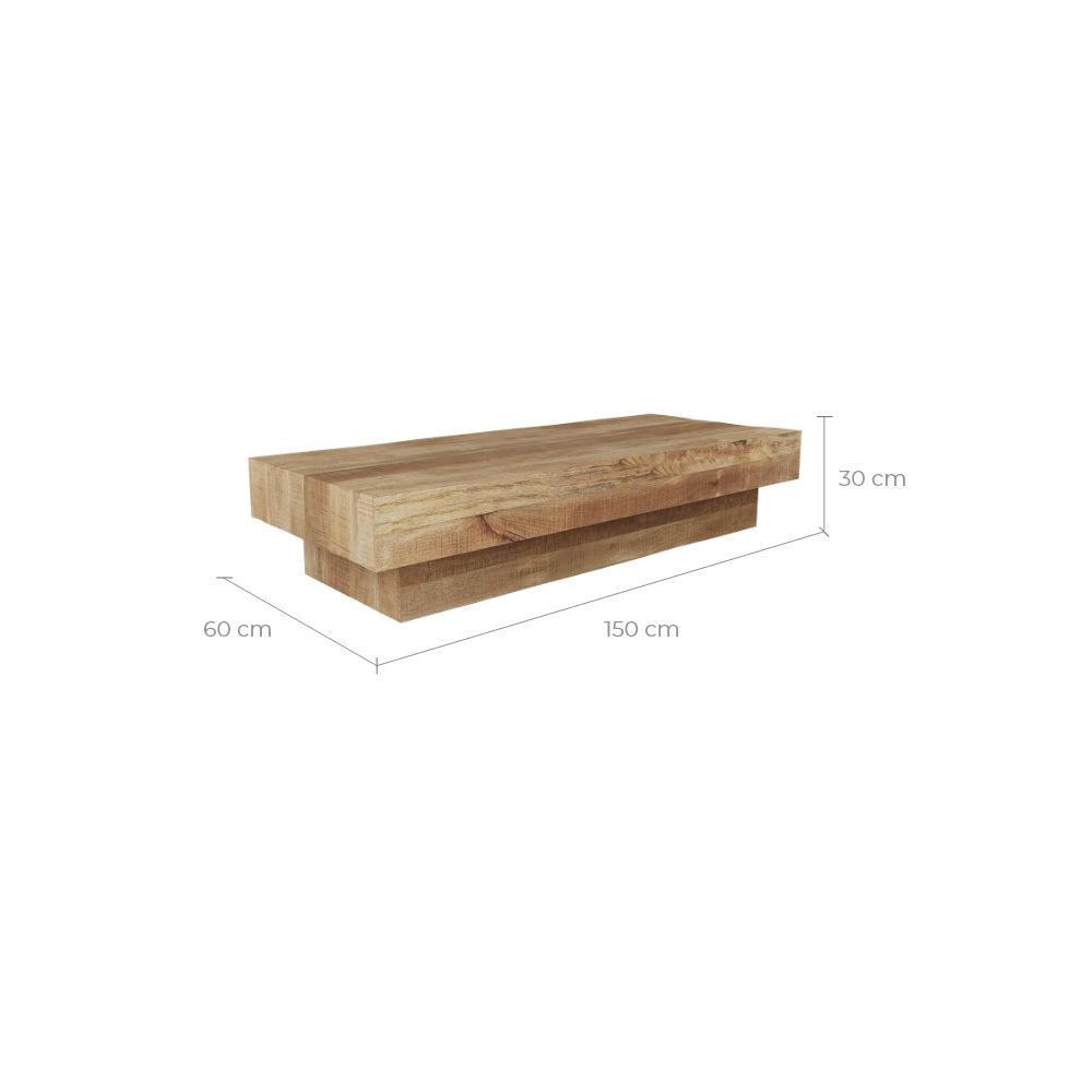 achat table basse rectangulaire en bois de manguier