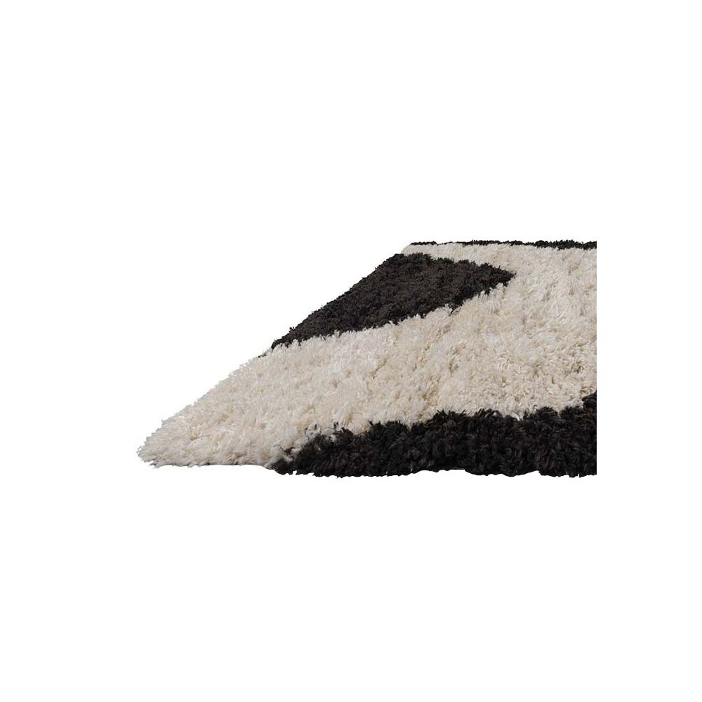 achat tapis noir et blanc a poils longs 160 230 cm