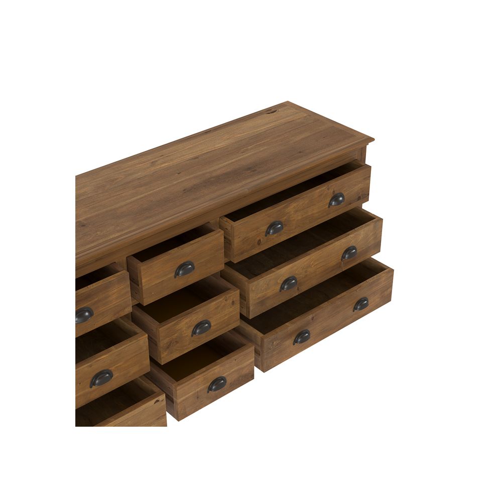 acheter buffet bois de cedre recycle 9 tiroirs tobias