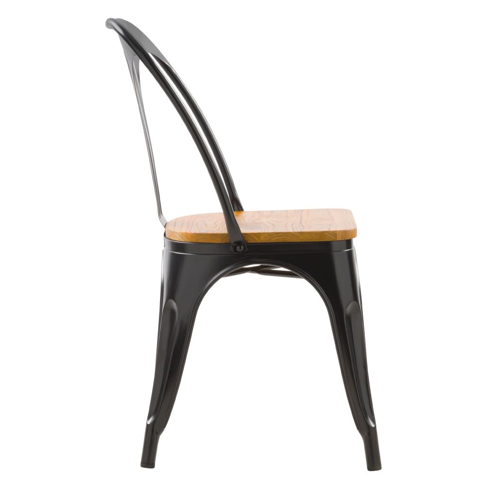 acheter chaise indus noir assise bois clair