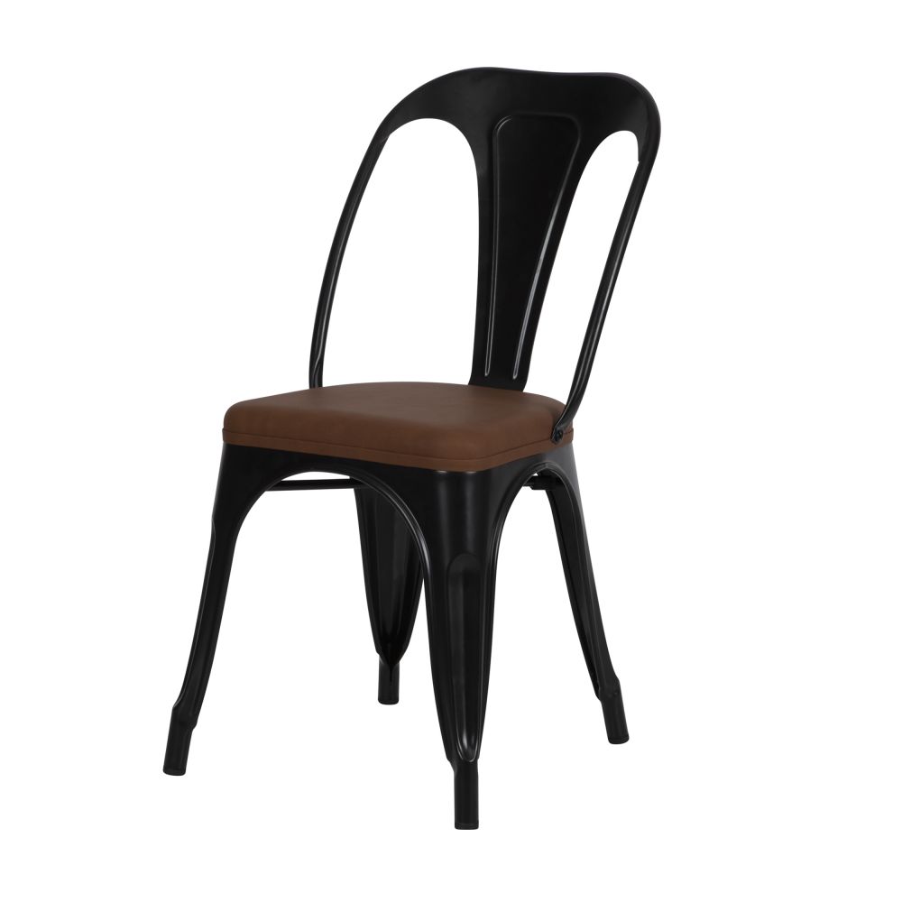 acheter chaise industrielle en metal et cuir synthetique marron