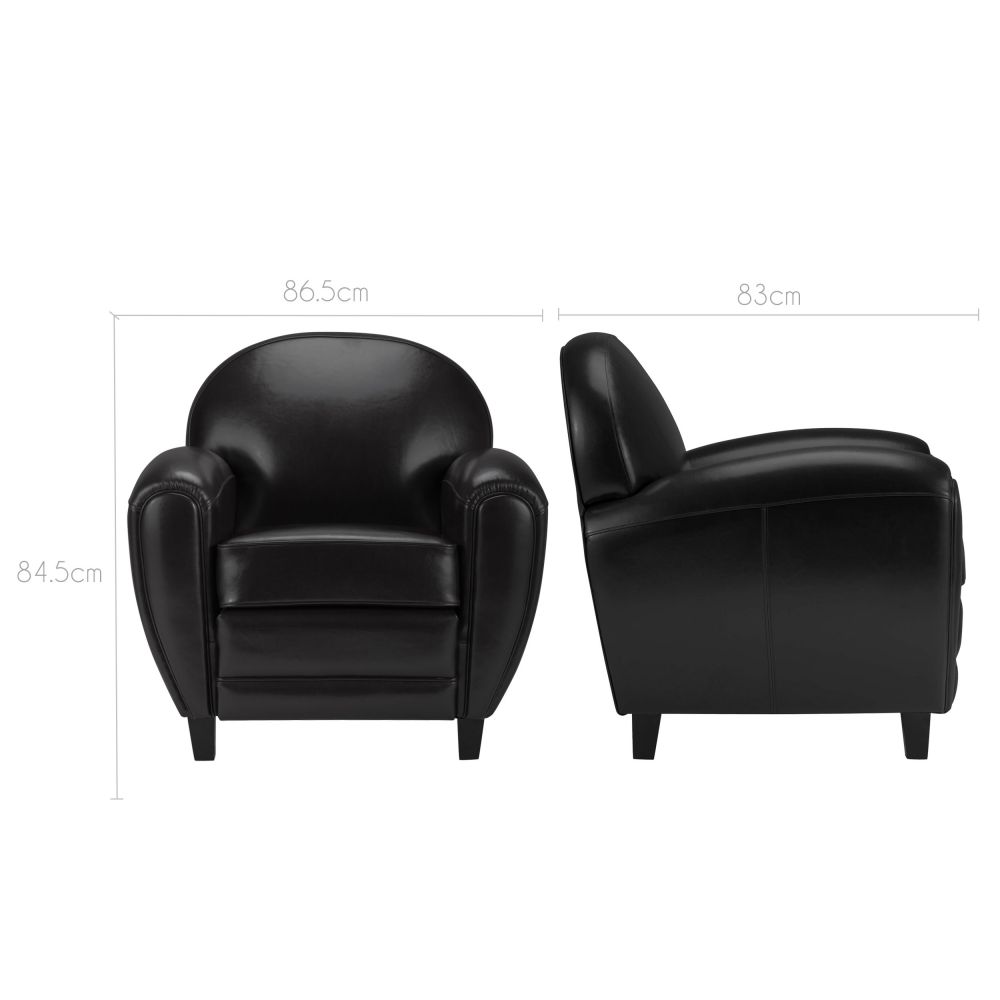 acheter fauteuil confortable noir 1 place