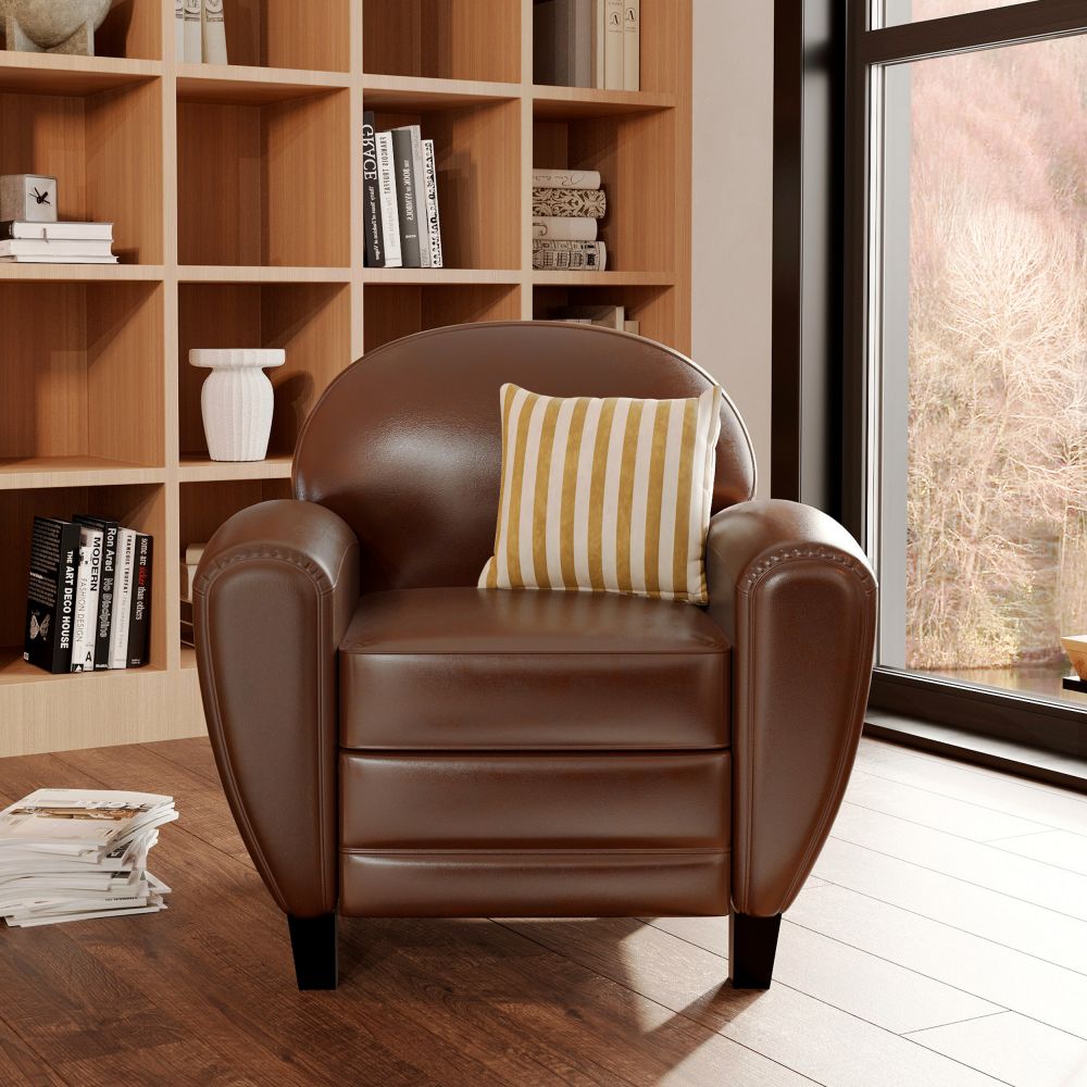 acheter fauteuil cuir marron club salon