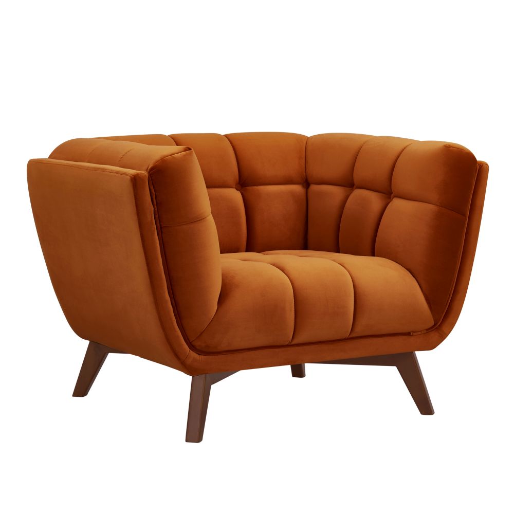 acheter fauteuil orange velours design