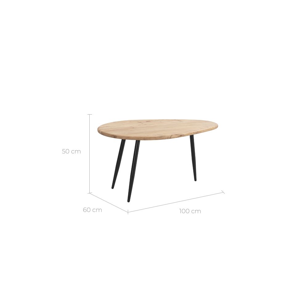 acheter table basse ovale en bois et pieds metal