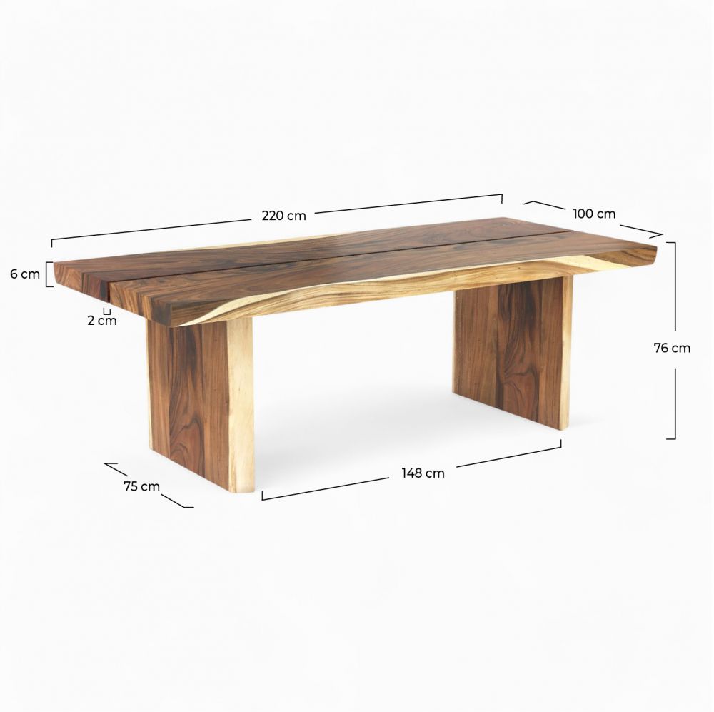 acheter table en bois de suar 220 cm 8 personnes tanah rdv deco dim rdv deco