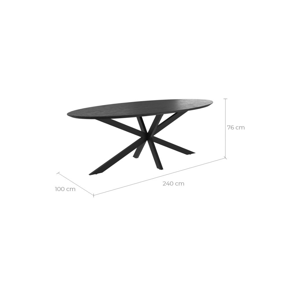 acheter table ovale noire sparo en bois et metal mat
