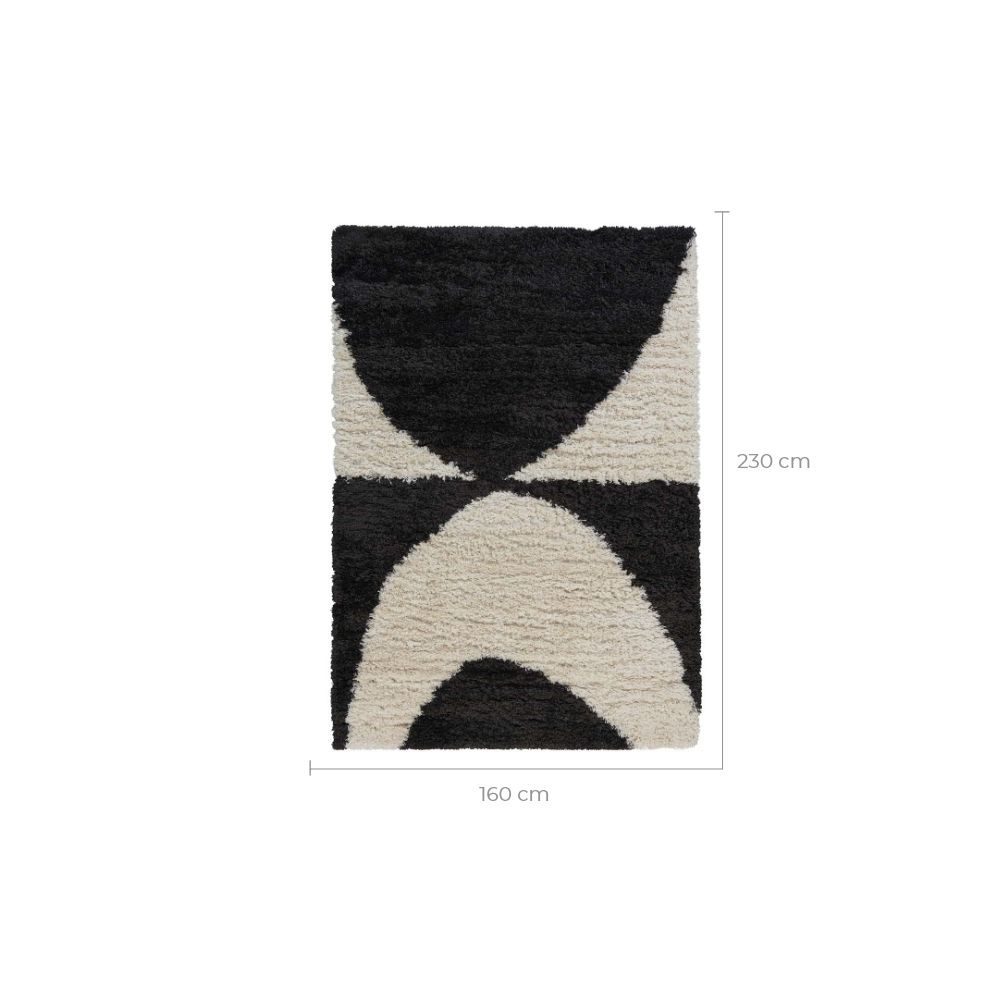 acheter tapis noir et blanc a poils longs 160 cm 230 cm