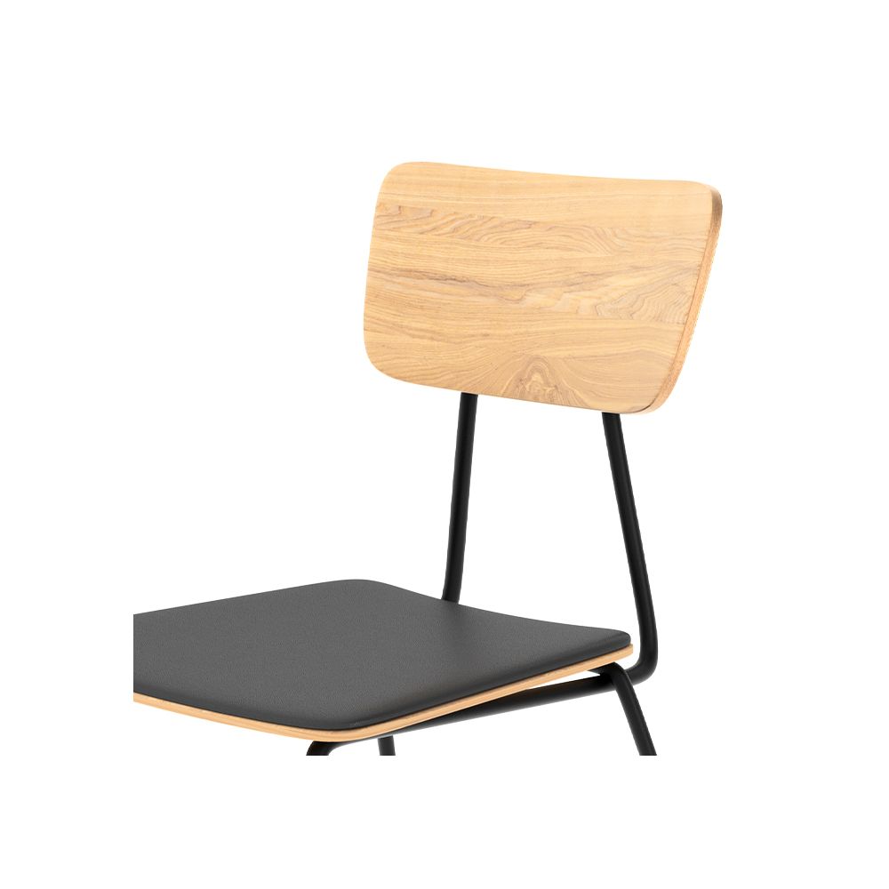 acheter une chaise en bois clair cuir synthetique et pied en metal noir