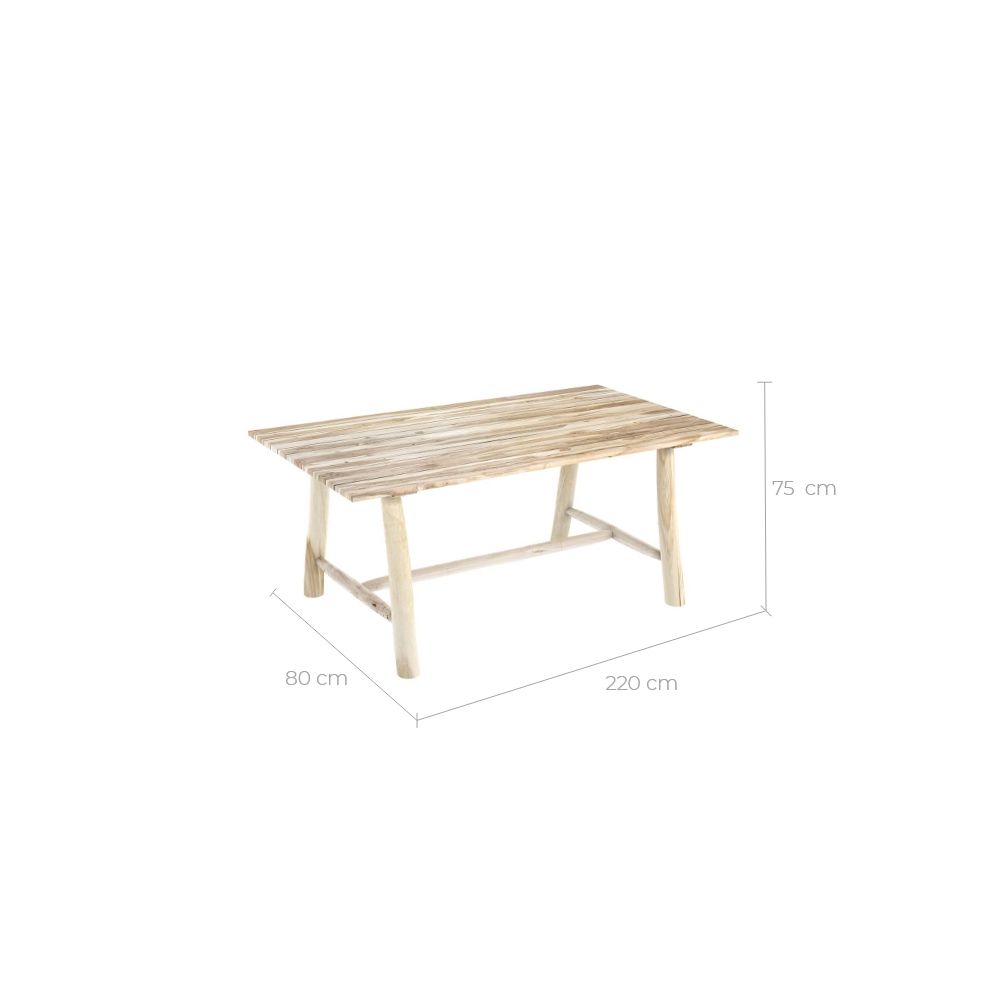 acheter une table de jardin 220 cm en branche de teck