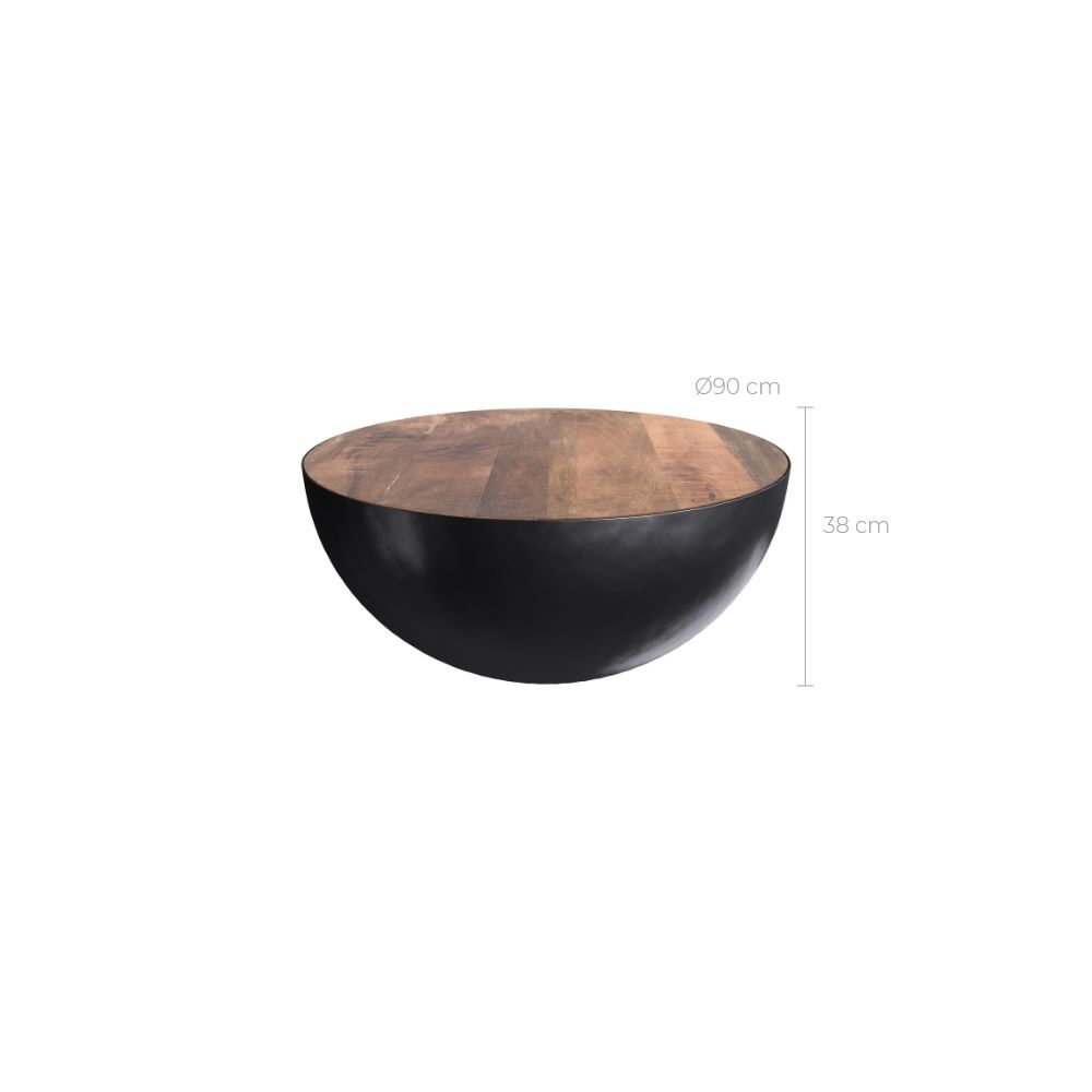acheter une table ronde tajy noir et bois