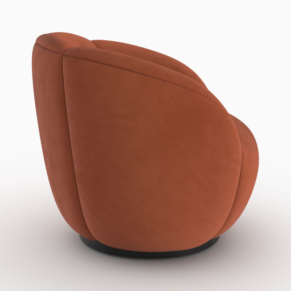 assise coquillage yse fauteuil pivotant velours rouge