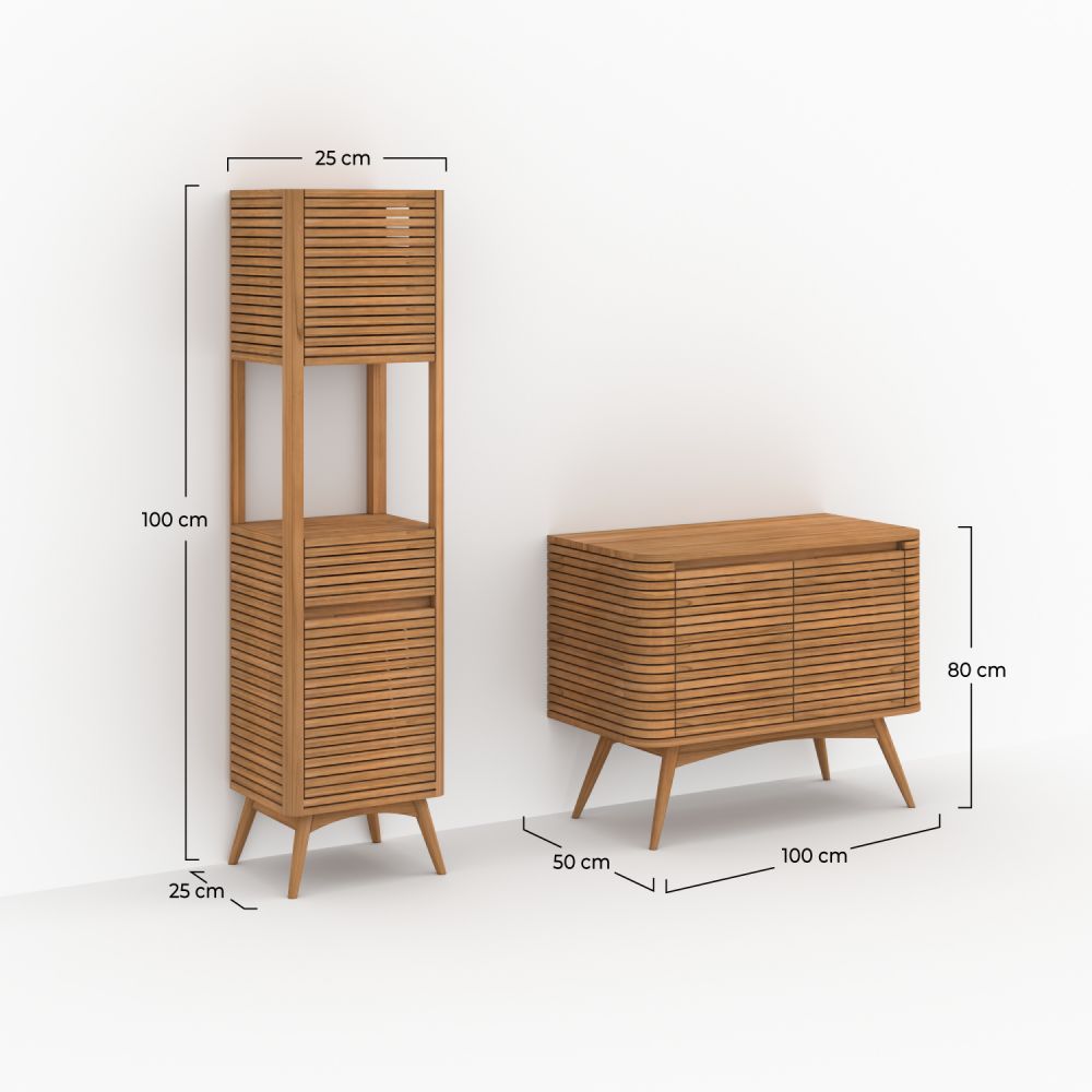 auguste ensemble de salle de bain en bois de teck fond beige