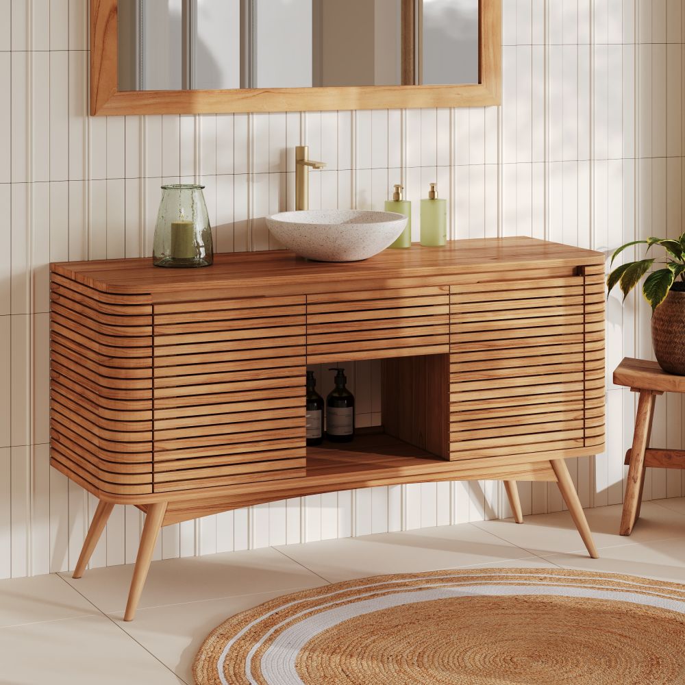 auguste sdb meuble bois de teck avec niche