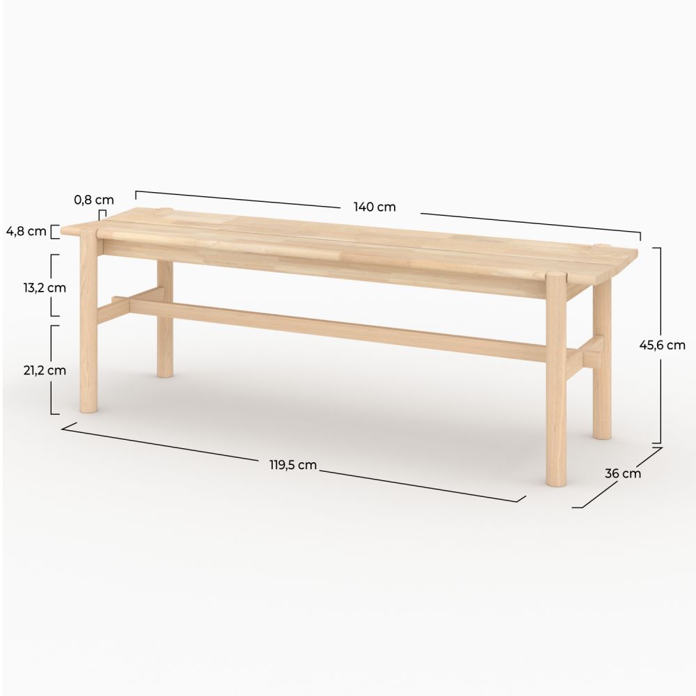 banc suzette 3 personnes en bois clair