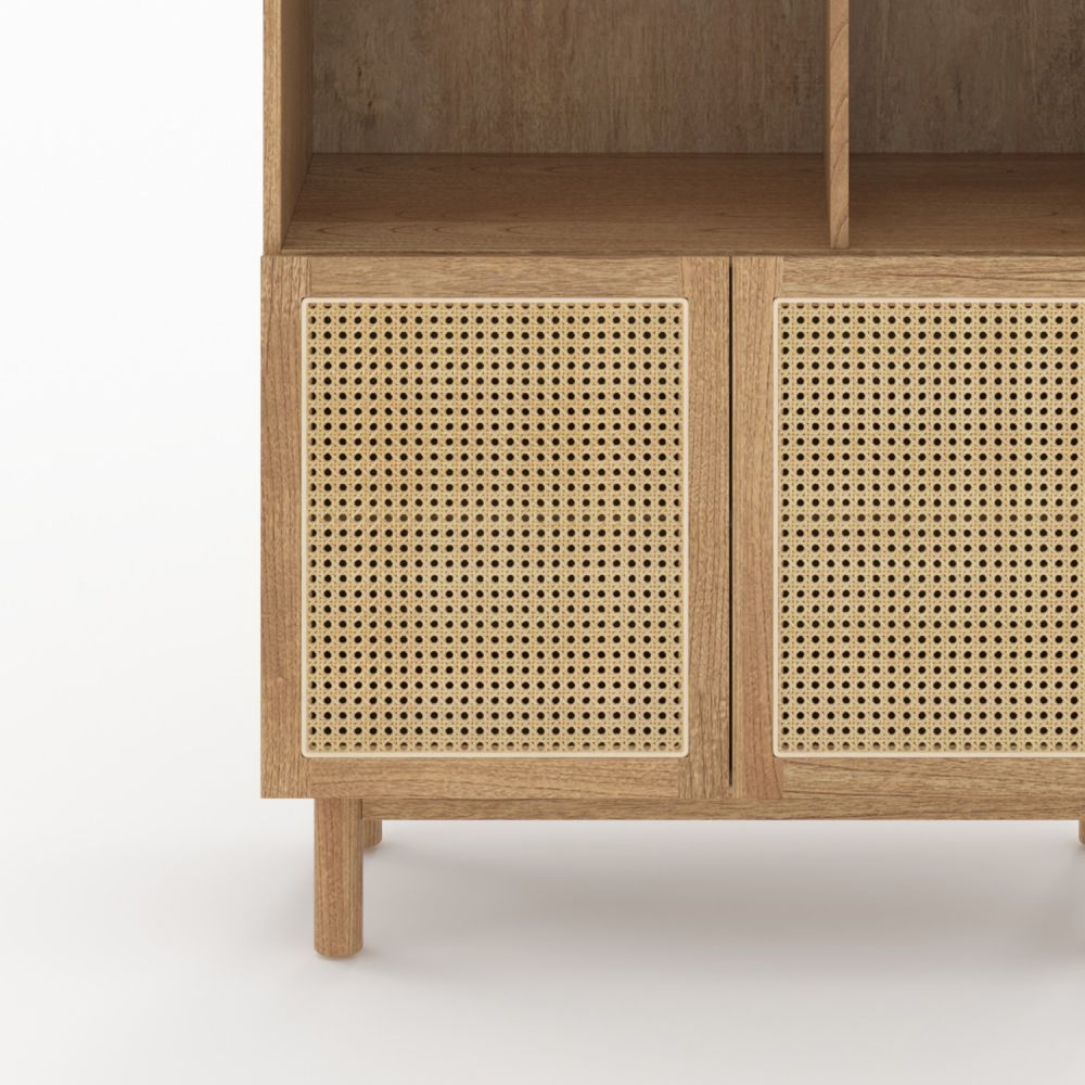 bibliotheque delya bois et rotin etagere et rangement