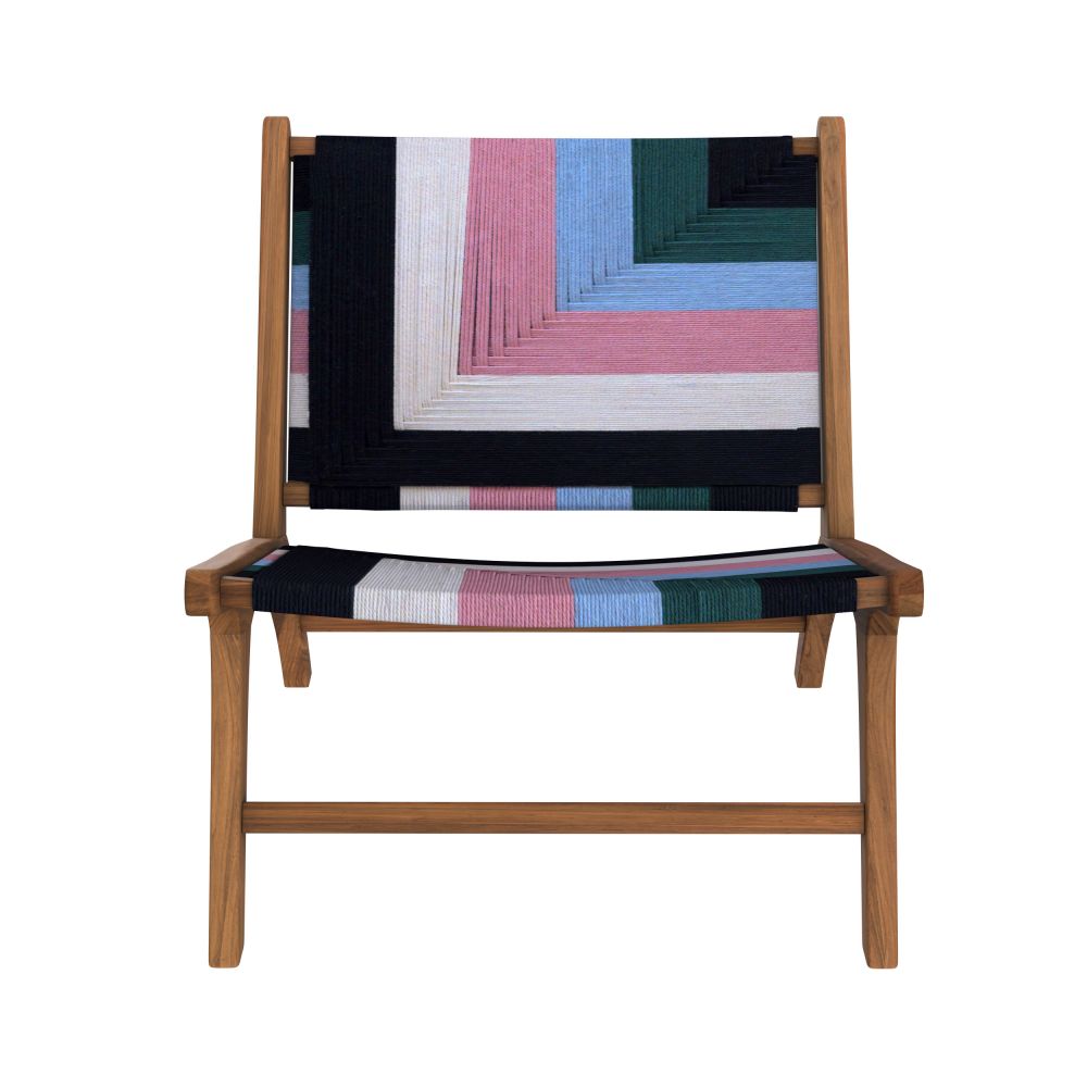 callie fauteuil multicolore laine tress_e bois de teck