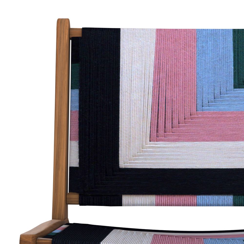 callie fauteuil multicolore laine tress_e multicolore et bois de teck
