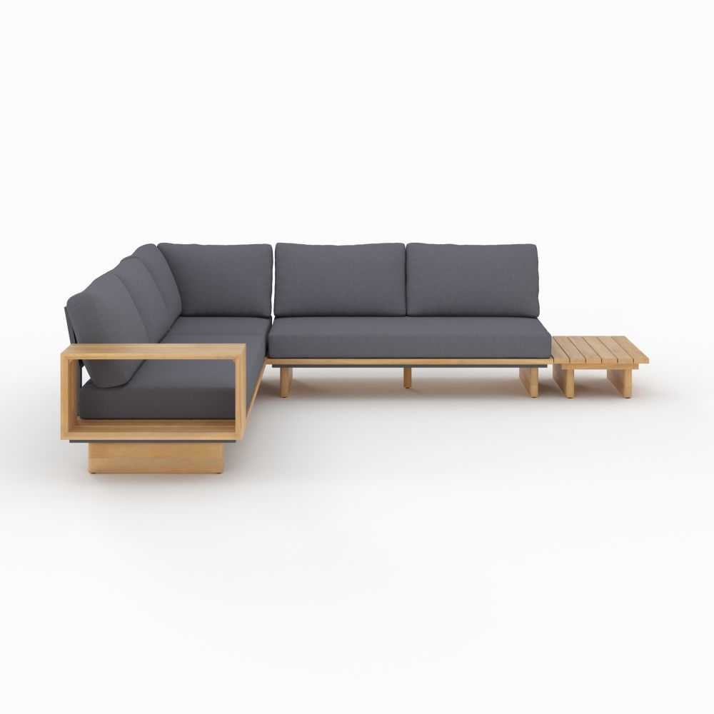 canape d angle de jardin en bois et tissu gris 4 places seya