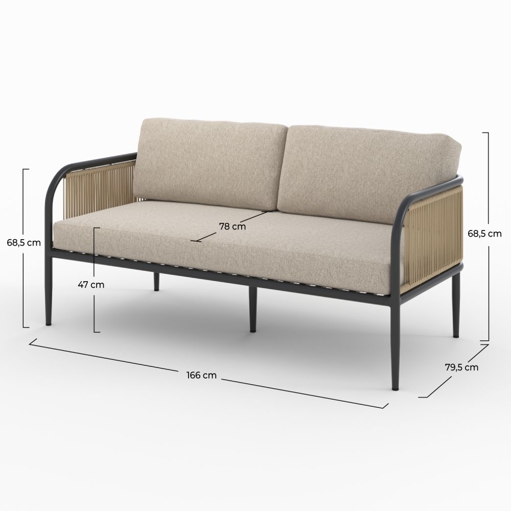 canape de jardin wilo en acier et tissu beige