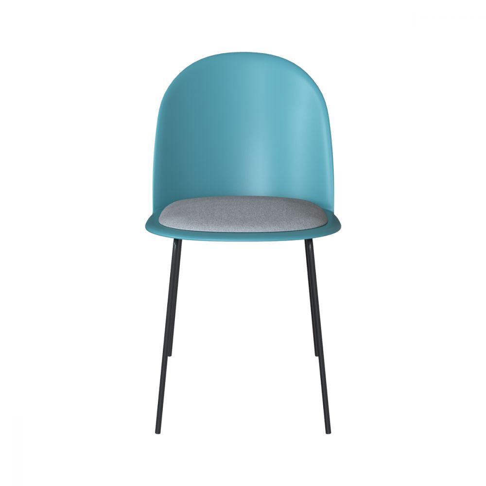 chaise bleue turquoise et coussin d assise gris lulu