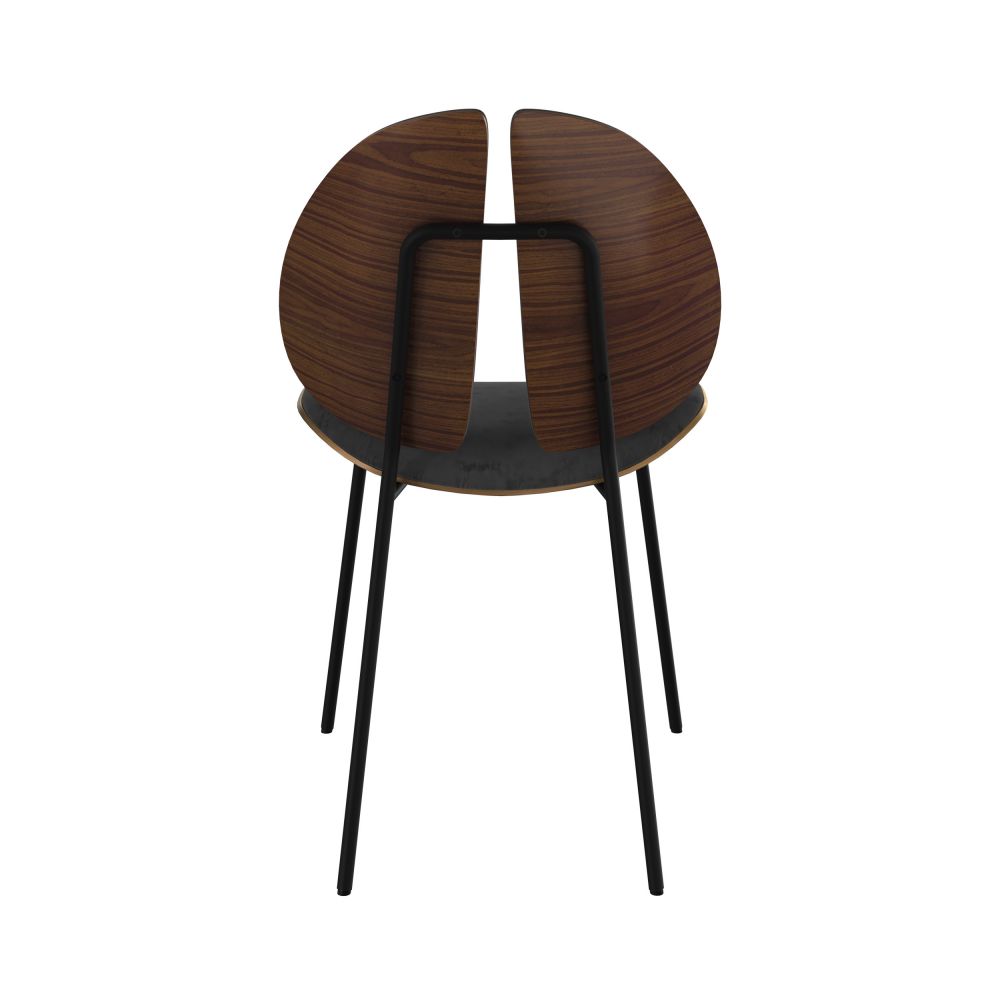 chaise coccinelle en velours noir et bois