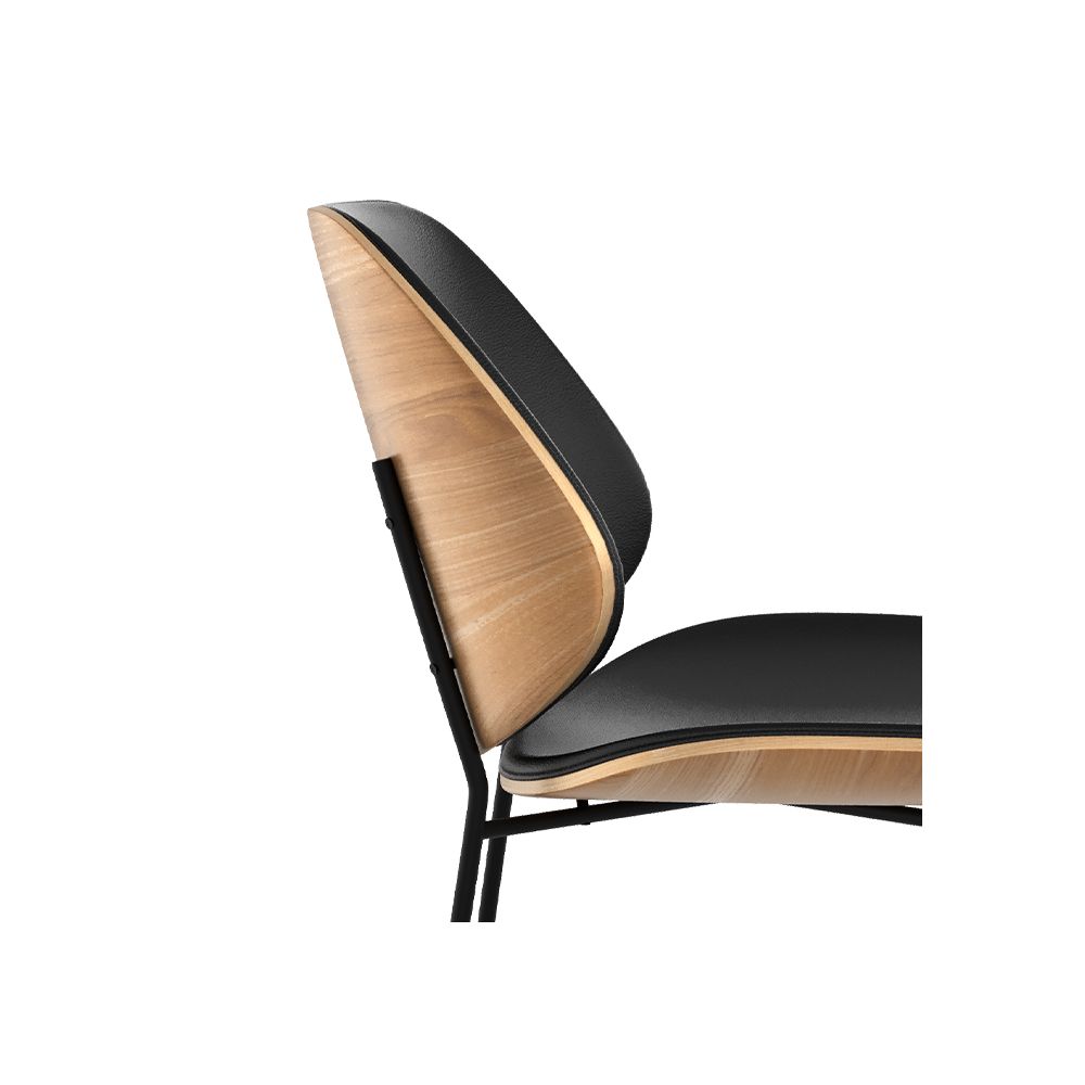 chaise confort hector cuir synthetique noir et bois clair
