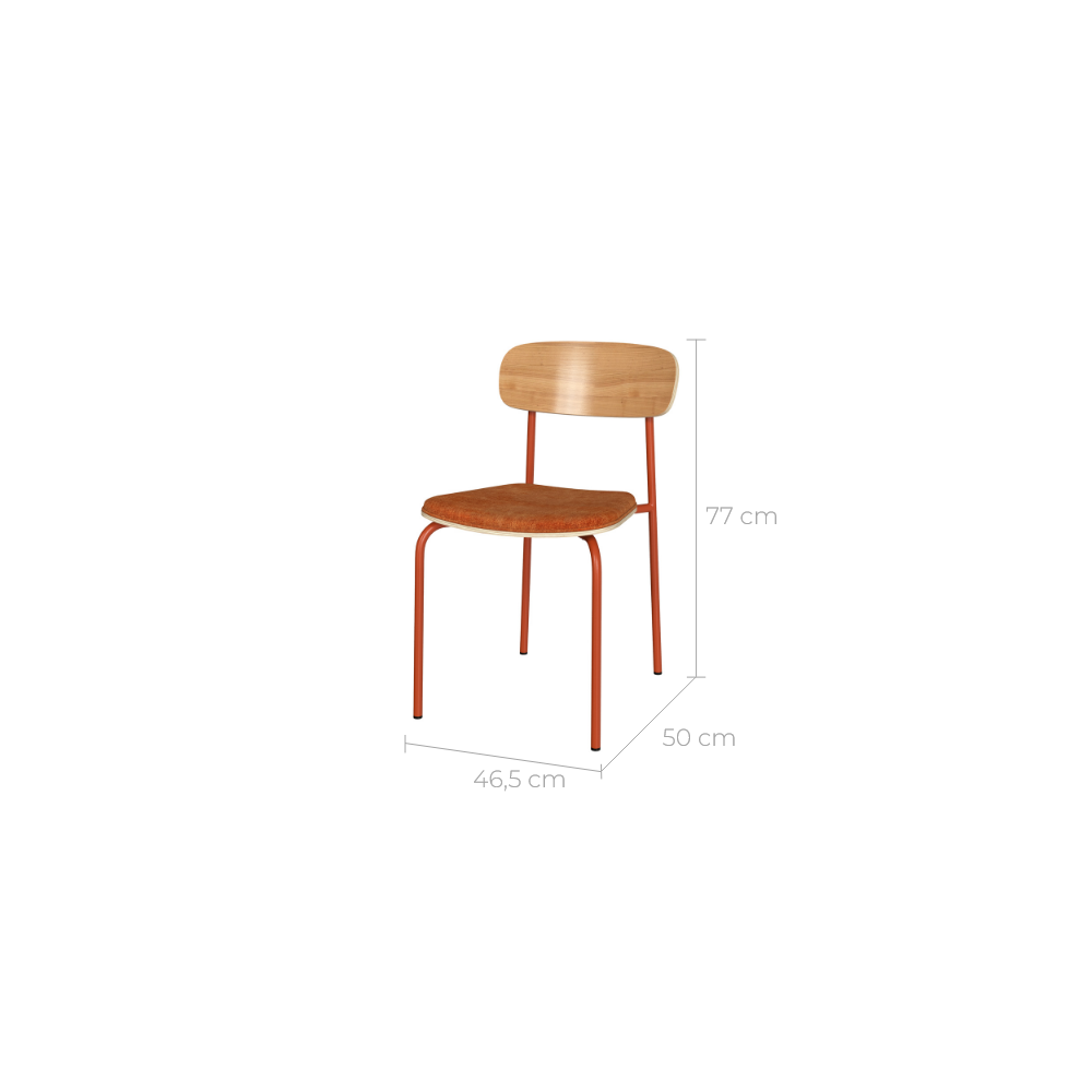 chaise confort orange et bois clair louna