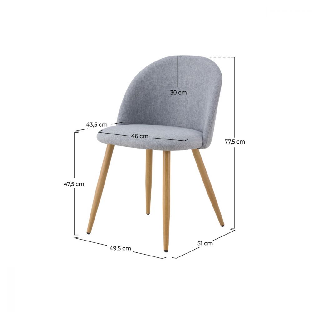 chaise cozy en tissu gris clair lot de 2