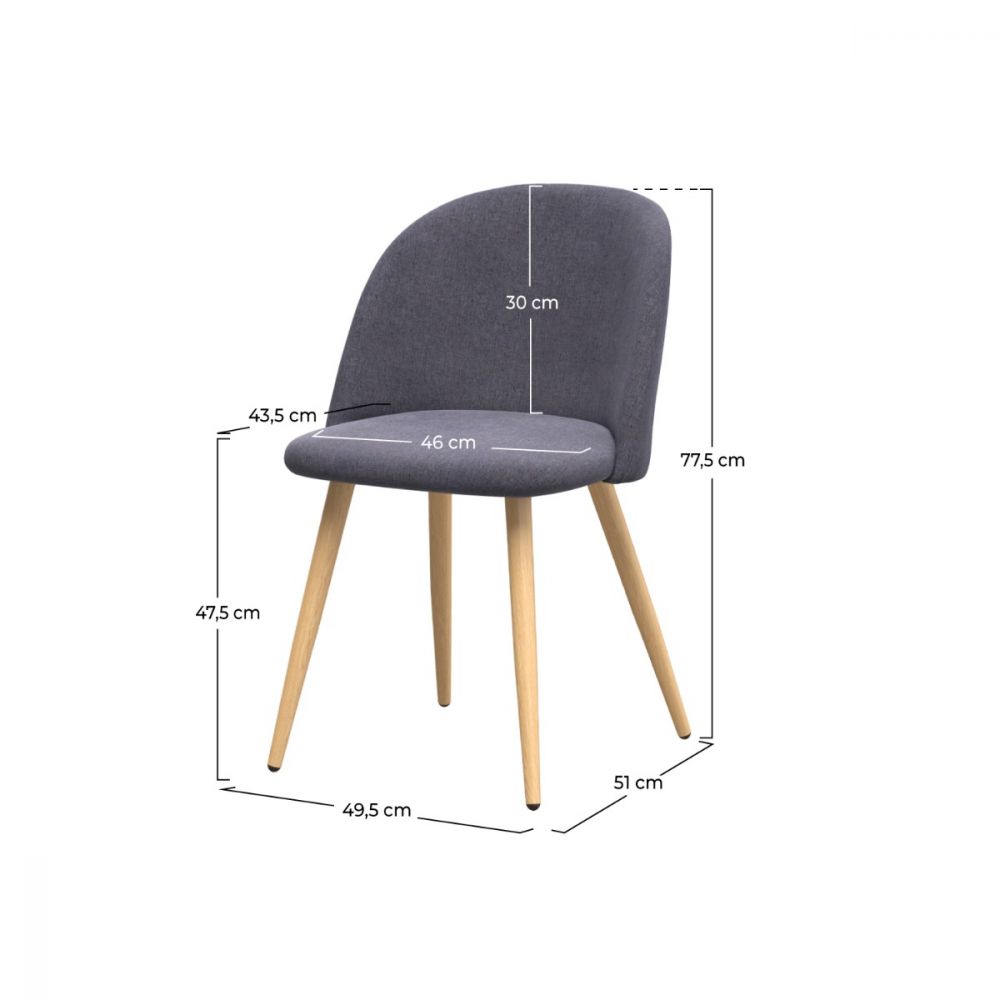 chaise cozy en tissu gris fonce lot de 2
