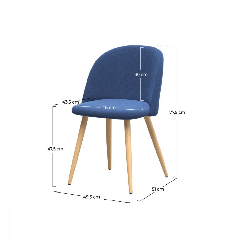 chaise cozy en tssu bleu lot de 2