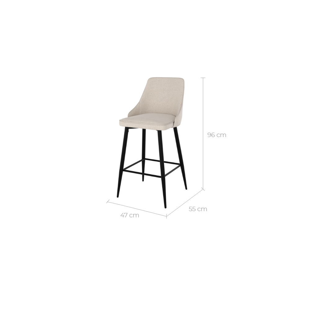 chaise de bar 66 cm pour ilot assise confortable beige pipo