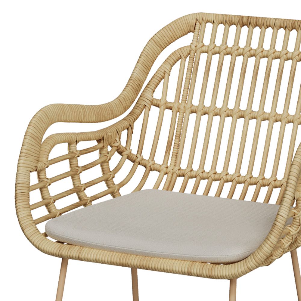 chaise de bar 71 cm en rotin coussin et pieds beige chiloe
