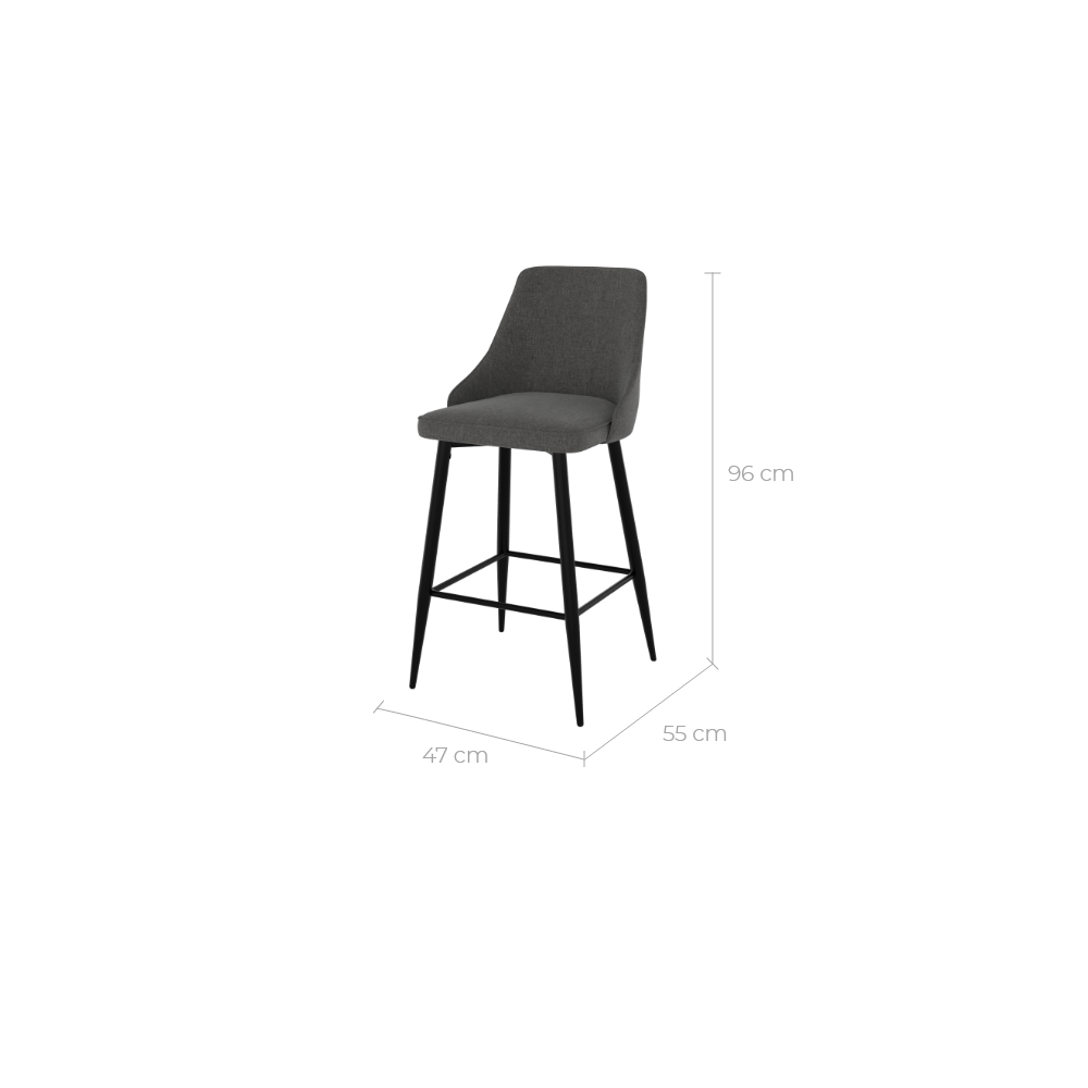 chaise de bar assise tissu pieds metal noir pipo
