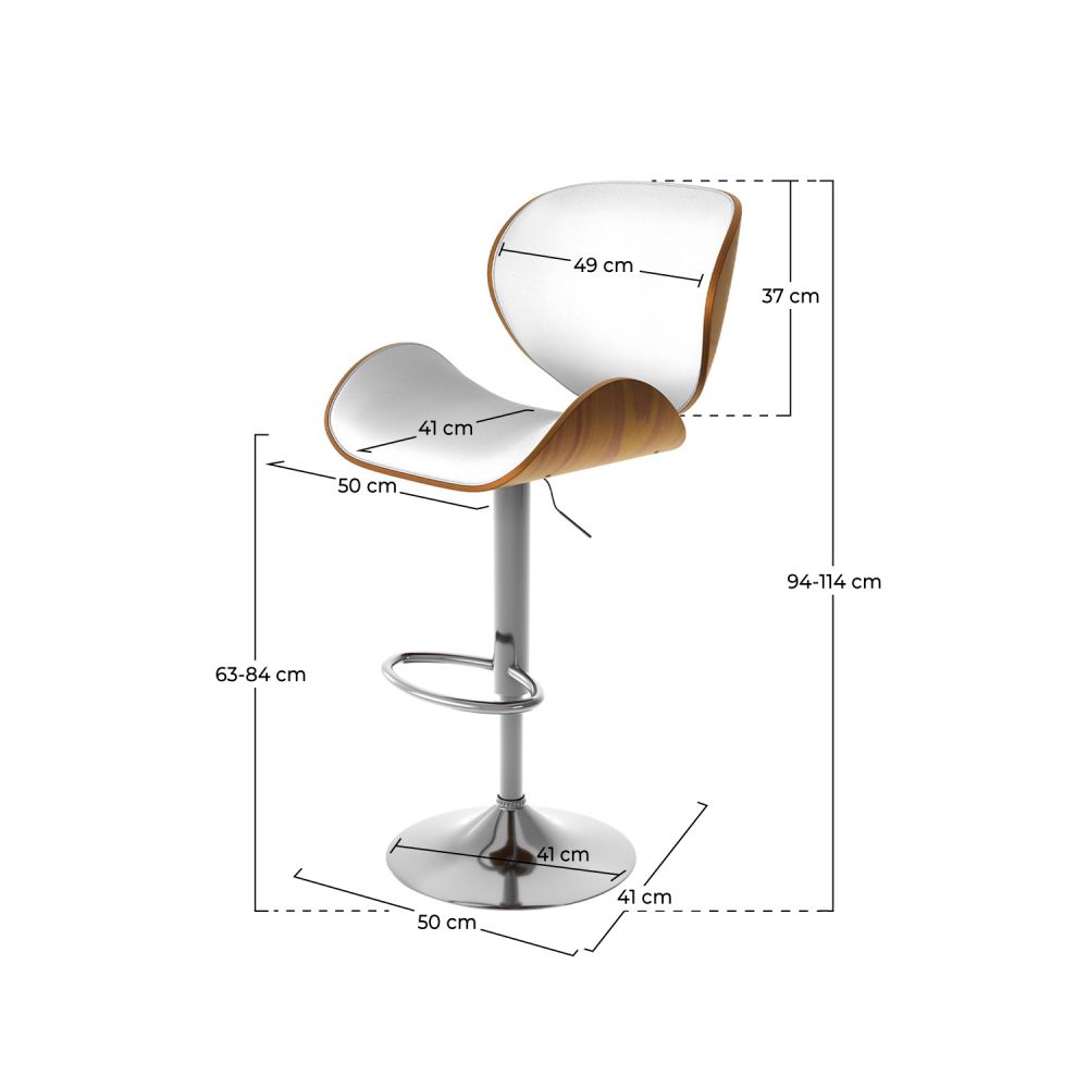 silla de bar giratoria de madera blanca baudoin 63 84 cm