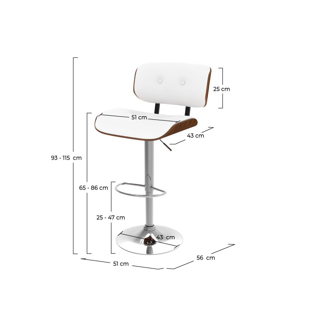 chaise de bar blanche reglable pivotante 69 91 cm melchior