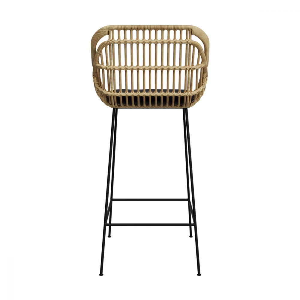 silla de bar chiloe de ratán natural y patas de metal 71 cm