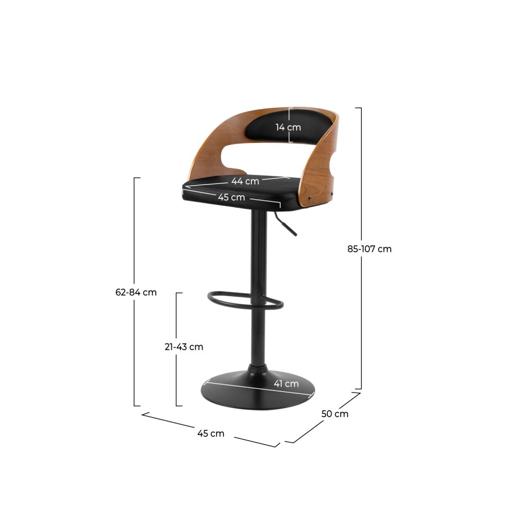 chaise de bar cuir noir pivotante reglable louis 62 54 cm