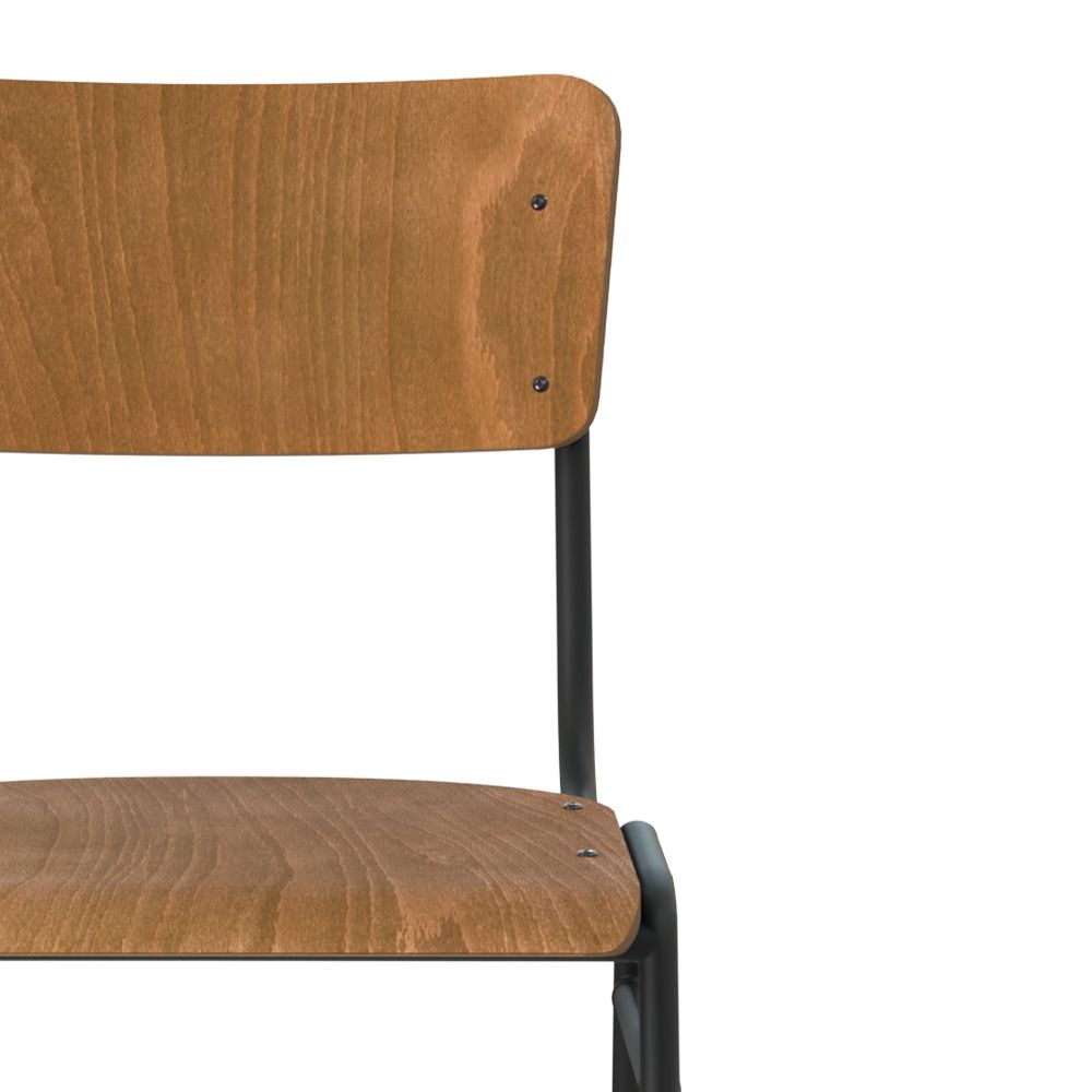 chaise de bar ecolier pieds metal bois fonce 75 cm clem